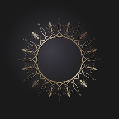 Dekoratif yuvarlak çerçeve tasarımı soyut çiçek desenli için. Daire kare. Şablon baskı kartları, davetiyeleri, kitaplar, tekstil, gravür, ahşap mobilyalar, sıcak dövme. Vektör.