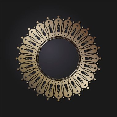 Dekoratif yuvarlak çerçeve tasarımı soyut çiçek desenli için. Daire kare. Şablon baskı kartları, davetiyeleri, kitaplar, tekstil, gravür, ahşap mobilyalar, sıcak dövme. Vektör.