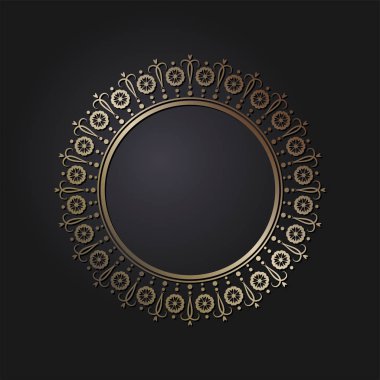 Dekoratif yuvarlak çerçeve tasarımı soyut çiçek desenli için. Daire kare. Şablon baskı kartları, davetiyeleri, kitaplar, tekstil, gravür, ahşap mobilyalar, sıcak dövme. Vektör.
