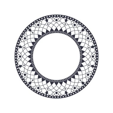 Dekoratif yuvarlak çerçeve tasarımı ile soyut çiçek süsleme için. Daire kare. Bir şablon baskı kartpostallar, davetiyeler, kitaplar, tekstil, gravür, ahşap mobilyalar, sıcak dövme. Vektör.