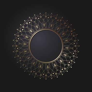 Dekoratif yuvarlak çerçeve tasarımı ile soyut çiçek süsleme için. Daire kare. Bir şablon baskı kartpostallar, davetiyeler, kitaplar, tekstil, gravür, ahşap mobilyalar, sıcak dövme. Vektör.