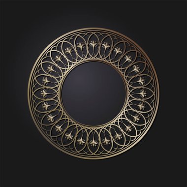 Dekoratif yuvarlak çerçeve tasarımı ile soyut çiçek süsleme için. Daire kare. Bir şablon baskı kartpostallar, davetiyeler, kitaplar, tekstil, gravür, ahşap mobilyalar, sıcak dövme. Vektör.