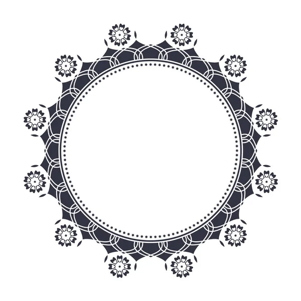 Bingkai Bulat Dekoratif Untuk Desain Dengan Pola Bunga Abstrak Lingkaran - Stok Vektor