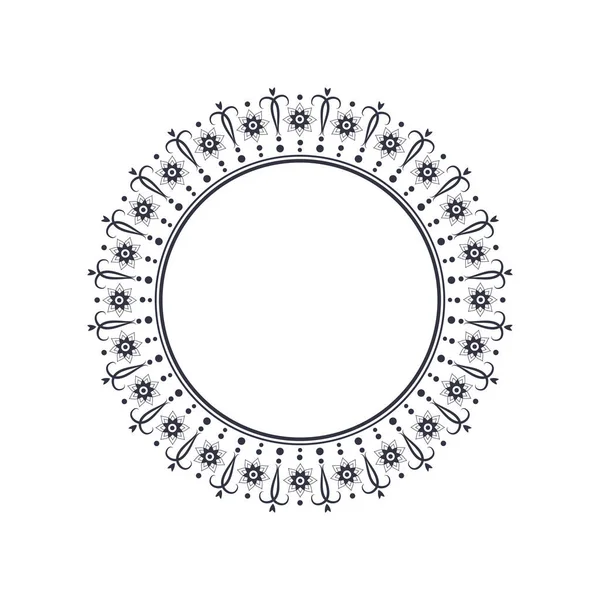 Decoratieve Ronde Frame Voor Design Met Abstract Floral Patroon Cirkelframe — Stockvector
