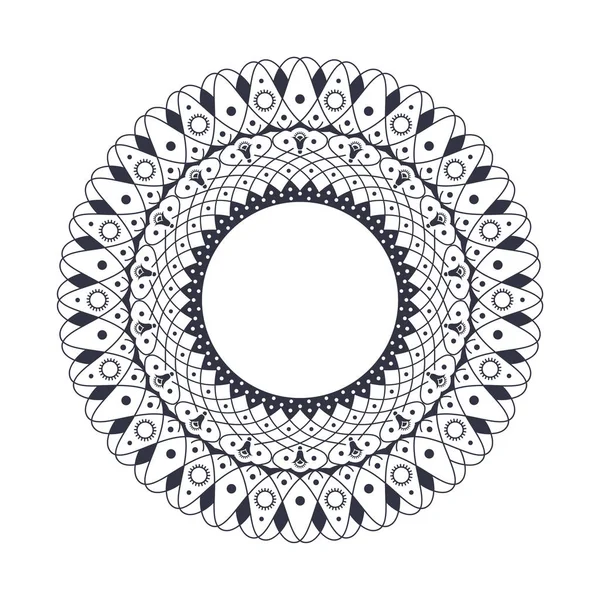 Dekoratif yuvarlak çerçeve tasarımı ile soyut çiçek süsleme için. Daire kare. Bir şablon baskı kartpostallar, davetiyeler, kitaplar, tekstil, gravür, ahşap mobilyalar, sıcak dövme. Vektör.