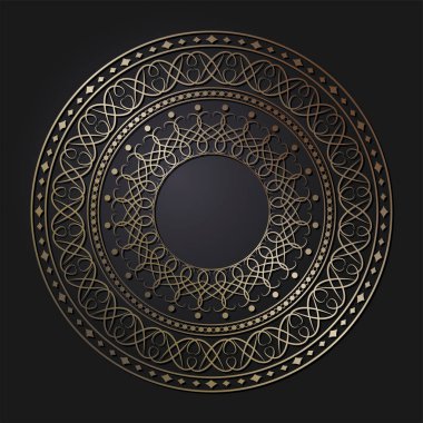 Dekoratif yuvarlak çerçeve tasarımı ile soyut çiçek süsleme için. Daire kare. Bir şablon baskı kartpostallar, davetiyeler, kitaplar, tekstil, gravür, ahşap mobilyalar, sıcak dövme. Vektör.