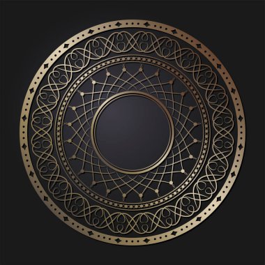 Dekoratif yuvarlak çerçeve tasarımı ile soyut çiçek süsleme için. Daire kare. Bir şablon baskı kartpostallar, davetiyeler, kitaplar, tekstil, gravür, ahşap mobilyalar, sıcak dövme. Vektör.