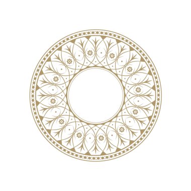 Dekoratif yuvarlak çerçeve tasarımı ile soyut çiçek süsleme için. Daire kare. Bir şablon baskı kartpostallar, davetiyeler, kitaplar, tekstil, gravür, ahşap mobilyalar, sıcak dövme. Vektör.