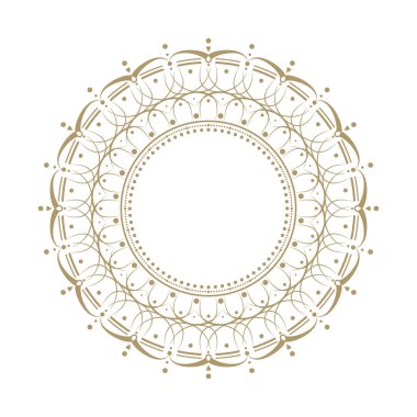 Dekoratif yuvarlak çerçeve tasarımı soyut çiçek desenli için. Daire kare. Şablon baskı kartları, davetiyeleri, kitaplar, tekstil, gravür, ahşap mobilyalar, sıcak dövme. Vektör.