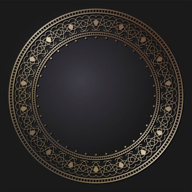 Dekoratif yuvarlak çerçeve tasarımı soyut çiçek desenli için. Daire kare. Şablon baskı kartları, davetiyeleri, kitaplar, tekstil, gravür, ahşap mobilyalar, sıcak dövme. Vektör.