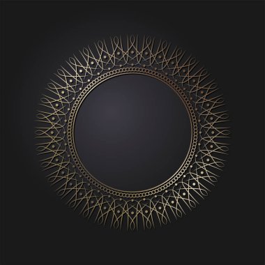 Dekoratif yuvarlak çerçeve tasarımı soyut çiçek desenli için. Daire kare. Şablon baskı kartları, davetiyeleri, kitaplar, tekstil, gravür, ahşap mobilyalar, sıcak dövme. Vektör.