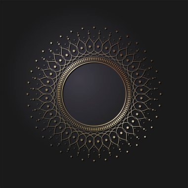 Dekoratif yuvarlak çerçeve tasarımı soyut çiçek desenli için. Daire kare. Şablon baskı kartları, davetiyeleri, kitaplar, tekstil, gravür, ahşap mobilyalar, sıcak dövme. Vektör.
