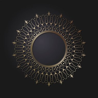 Dekoratif yuvarlak çerçeve tasarımı soyut çiçek desenli için. Daire kare. Şablon baskı kartları, davetiyeleri, kitaplar, tekstil, gravür, ahşap mobilyalar, sıcak dövme. Vektör.