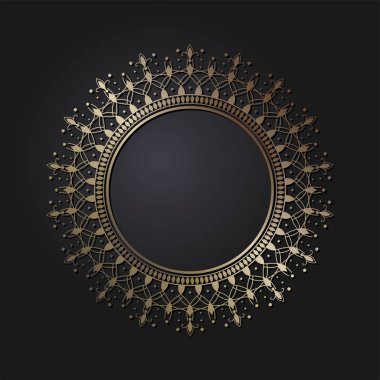 Dekoratif yuvarlak çerçeve tasarımı soyut çiçek desenli için. Daire kare. Şablon baskı kartları, davetiyeleri, kitaplar, tekstil, gravür, ahşap mobilyalar, sıcak dövme. Vektör.