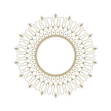Dekoratif yuvarlak çerçeve tasarımı soyut çiçek desenli için. Daire kare. Şablon baskı kartları, davetiyeleri, kitaplar, tekstil, gravür, ahşap mobilyalar, sıcak dövme. Vektör.