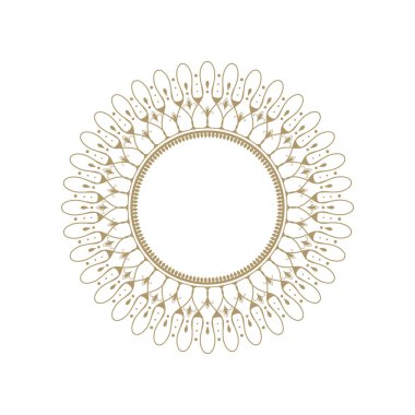 Dekoratif yuvarlak çerçeve tasarımı soyut çiçek desenli için. Daire kare. Şablon baskı kartları, davetiyeleri, kitaplar, tekstil, gravür, ahşap mobilyalar, sıcak dövme. Vektör.