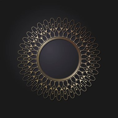 Dekoratif yuvarlak çerçeve tasarımı soyut çiçek desenli için. Daire kare. Şablon baskı kartları, davetiyeleri, kitaplar, tekstil, gravür, ahşap mobilyalar, sıcak dövme. Vektör.