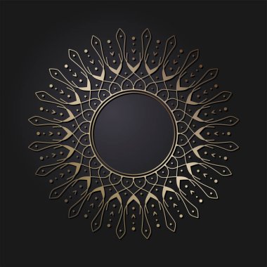 Dekoratif yuvarlak çerçeve tasarımı soyut çiçek desenli için. Daire kare. Şablon baskı kartları, davetiyeleri, kitaplar, tekstil, gravür, ahşap mobilyalar, sıcak dövme. Vektör.