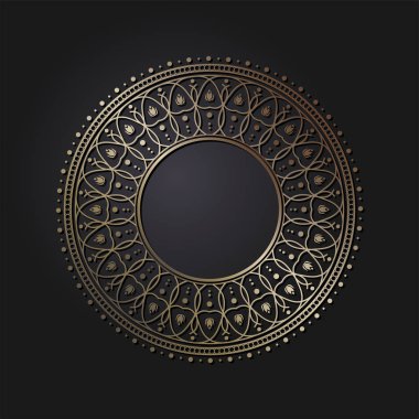 Dekoratif yuvarlak çerçeve tasarımı soyut çiçek desenli için. Daire kare. Şablon baskı kartları, davetiyeleri, kitaplar, tekstil, gravür, ahşap mobilyalar, sıcak dövme. Vektör.