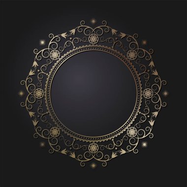 Dekoratif yuvarlak çerçeve çiçek süsleme ile tasarımı için. Daire kare. Bir şablon baskı kartpostallar, davetiyeler, kitaplar, tekstil, gravür, ahşap mobilyalar, sıcak dövme. Vektör.