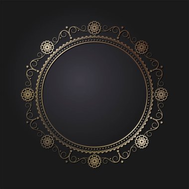 Dekoratif yuvarlak çerçeve çiçek süsleme ile tasarımı için. Daire kare. Bir şablon baskı kartpostallar, davetiyeler, kitaplar, tekstil, gravür, ahşap mobilyalar, sıcak dövme. Vektör.