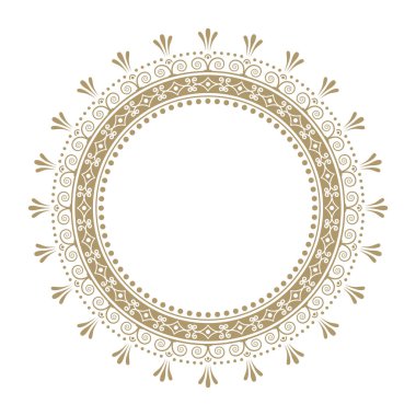 Dekoratif yuvarlak çerçeve çiçek süsleme ile tasarımı için. Daire kare. Bir şablon baskı kartpostallar, davetiyeler, kitaplar, tekstil, gravür, ahşap mobilyalar, sıcak dövme. Vektör.