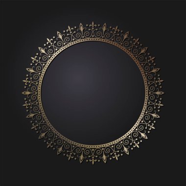 Dekoratif yuvarlak çerçeve tasarımı soyut çiçek desenli için. Daire kare. Şablon vektör.