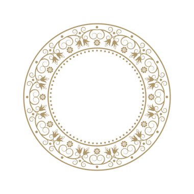 Dekoratif yuvarlak çerçeve tasarımı soyut çiçek desenli için. Daire kare. Şablon vektör.