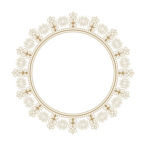 Dekorativní Prospekt Kulatý Rám Zlatým Abstraktním Vzorem Černém Pozadí Kruhový — Stockový vektor