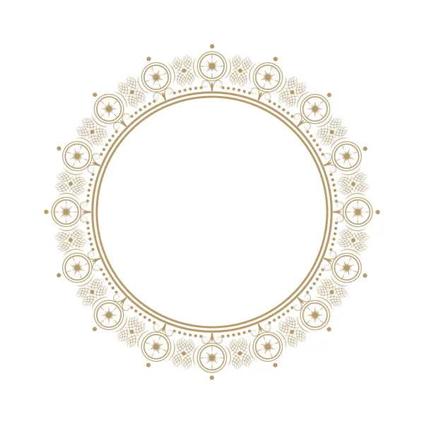 Decorative Openwork Frame Gold Abstract Pattern Black Background Circular Ornament — Stock Vector