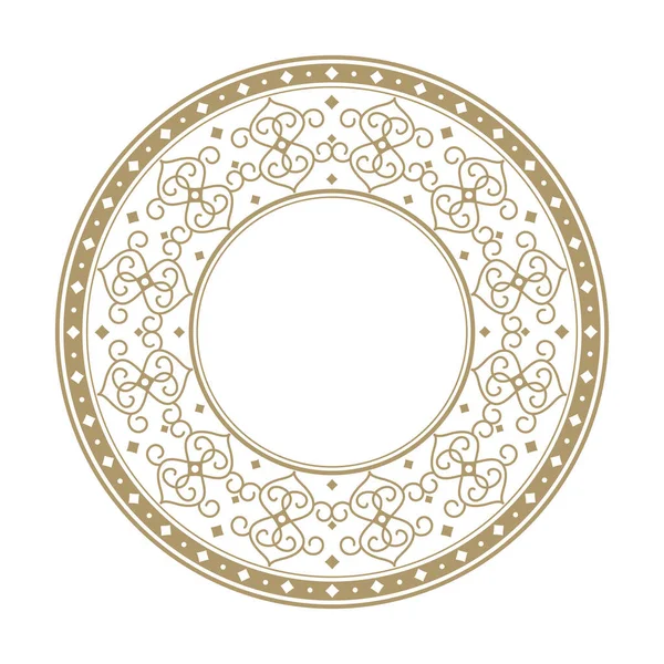 Decorative Openwork Frame Gold Abstract Pattern Black Background Circular Ornament — Stock Vector