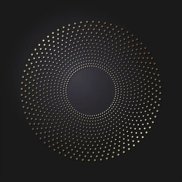 Декоративная Открытая Круглая Рамка Золотым Абстрактным Узором Черном Фоне Круглое — стоковый вектор