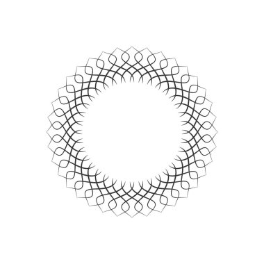 Dekoratif açılış çerçevesi, siyah arkaplanda altın soyut desenli. Dairesel süs. Tasarım için zarif bir unsur. Vektör.