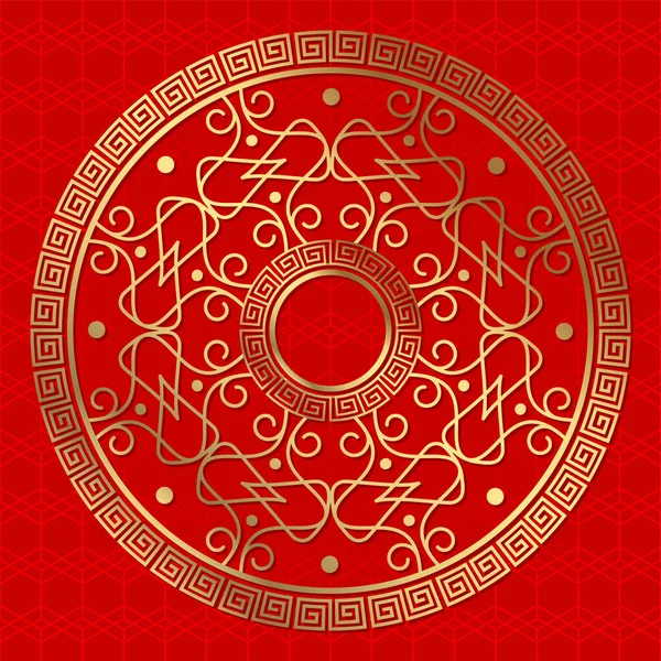中式装饰品装饰圆形框架 圆形框架 用于印刷卡片 邀请函 纺织品 木制家具 锻造的模板 — 图库矢量图片