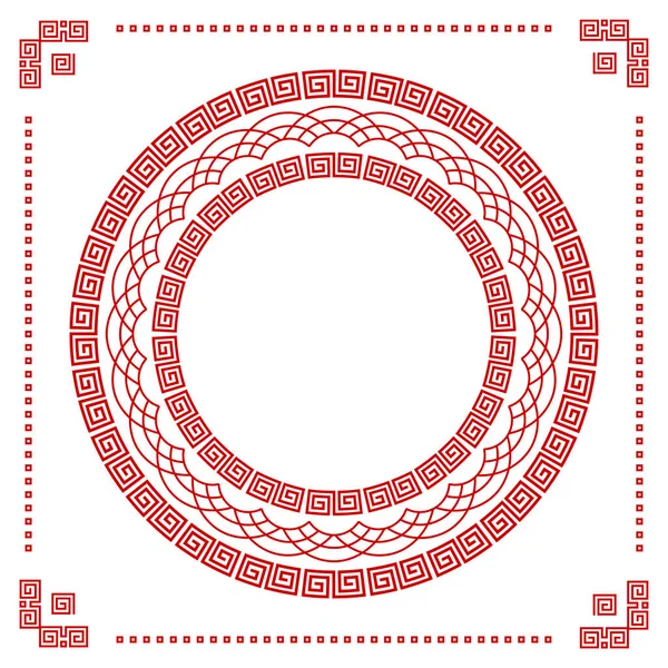 Moldura Redonda Decorativa Para Design Com Ornamento Chinês Moldura Circular —  Vetores de Stock
