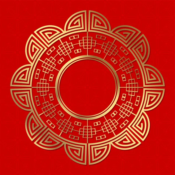 Dekorativní Kulatý Rám Pro Design Čínskou Ozdobou Kruhový Rám Šablona — Stockový vektor