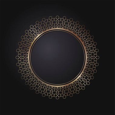 Soyut desenli 46-15-renk-dairesel desenli dekoratif yuvarlak tasarım çerçevesi. Dairesel bir çerçeve. Baskı kartları, davetiyeler, kitaplar, tekstil, gravür, ahşap mobilyalar, sahtecilik için şablonlar. Vektör