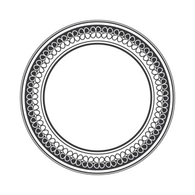 Soyut desenli 46-15-renk-dairesel desenli dekoratif yuvarlak tasarım çerçevesi. Dairesel bir çerçeve. Baskı kartları, davetiyeler, kitaplar, tekstil, gravür, ahşap mobilyalar, sahtecilik için şablonlar. Vektör