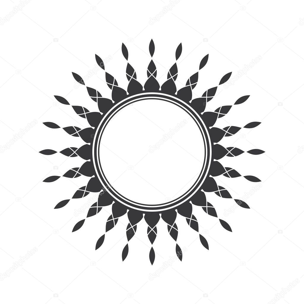 Decorative round frame with abstract floral ornament. Circular frame. Elegant element for design. Vector.