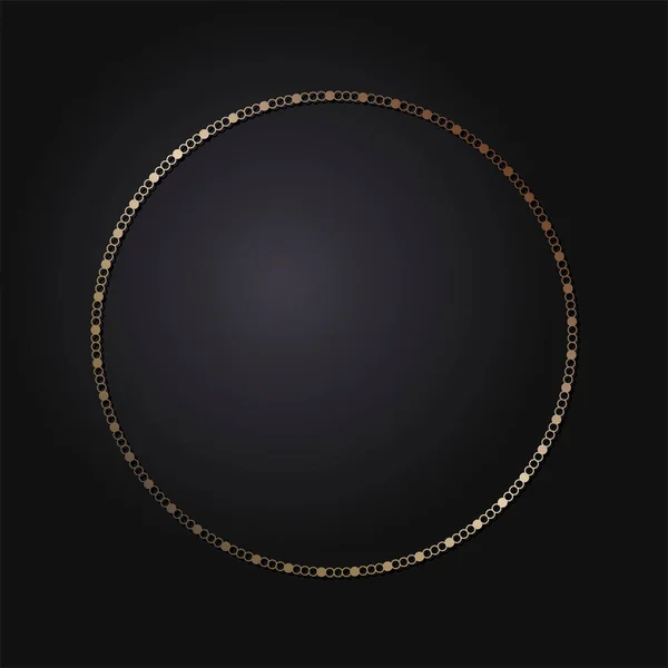 ブラックを基調にゴールド抽象的なパターンで装飾的なオープンワークラウンドフレーム 円形の飾り デザインのためのエレガントな要素 Vector Ular Pattern — ストックベクタ