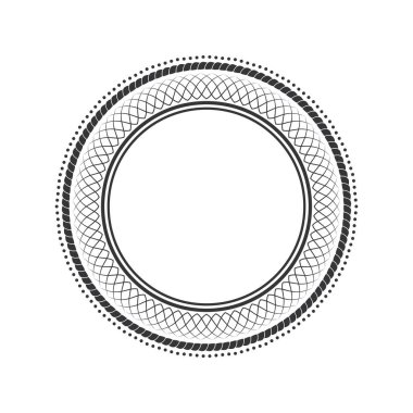 Tasarım için soyut süslemelerle dekoratif yuvarlak çerçeve. Kartpostal basmak için bir şablon, davetiyeler, kitaplar, tekstil, gravür, ahşap mobilya, sahtecilik. Vektör.