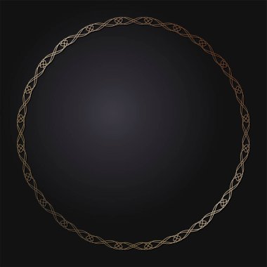 Tasarım için soyut altın çiçek süsüyle dekoratif yuvarlak çerçeve. Çember çerçeve. Kağıt, davetiye, kitap, tekstil, gravür, sahtecilik için zarif bir unsur. Vektör.