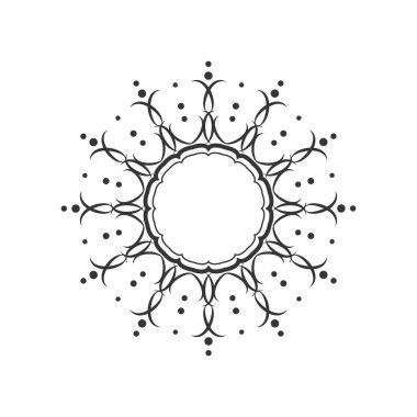 Soyut çiçek süsüsüyle dekoratif yuvarlak çerçeve. Dairesel çerçeve. Tasarım için zarif bir unsur. Vektör.