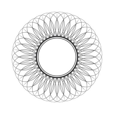 Soyut çiçek süsüsüyle dekoratif yuvarlak çerçeve. Dairesel çerçeve. Tasarım için zarif bir unsur. Vektör.