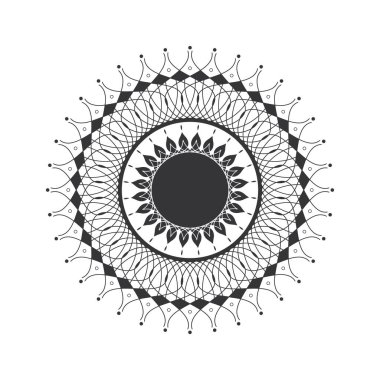 Soyut çiçek süsüsüyle dekoratif yuvarlak çerçeve. Dairesel çerçeve. Tasarım için zarif bir unsur. Vektör.