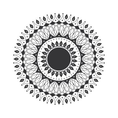 Soyut çiçek süsüsüyle dekoratif yuvarlak çerçeve. Dairesel çerçeve. Tasarım için zarif bir unsur. Vektör.