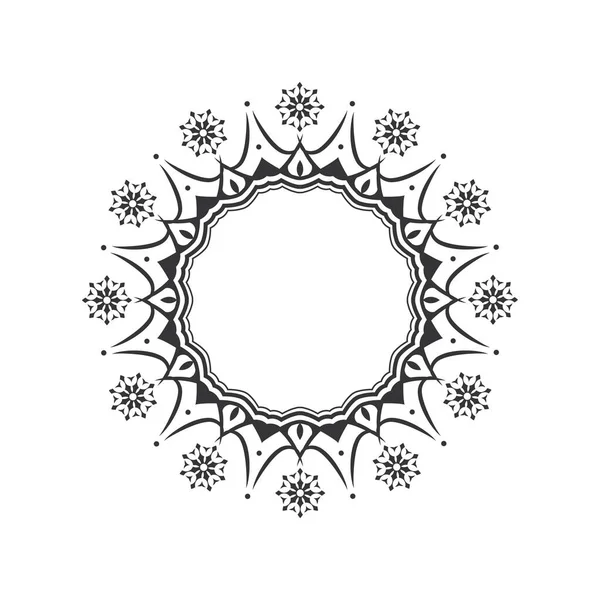Cornice Rotonda Decorativa Con Ornamento Floreale Astratto Telaio Circolare Elemento — Vettoriale Stock