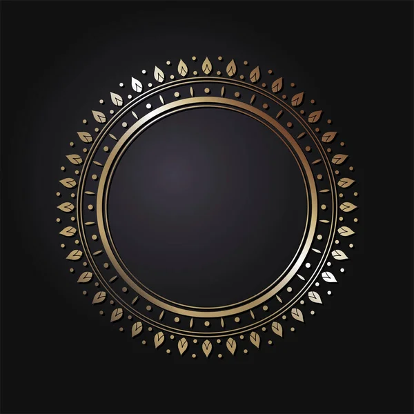 Tasarım için soyut altın çiçek süsüyle dekoratif yuvarlak çerçeve. Çember çerçeve. Kağıt, davetiye, kitap, tekstil, gravür, sahtecilik için zarif bir unsur. Vektör.