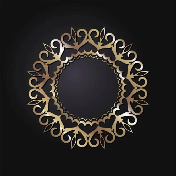 Marco Redondo Decorativo Para Diseño Con Ornamento Floral Abstracto Oro — Vector de stock