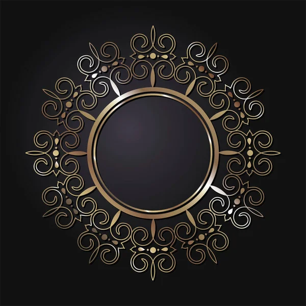 Декоративная Круглая Рамка Оформления Абстрактным Золотым Цветочным Орнаментом Круговая Рамка — стоковый вектор